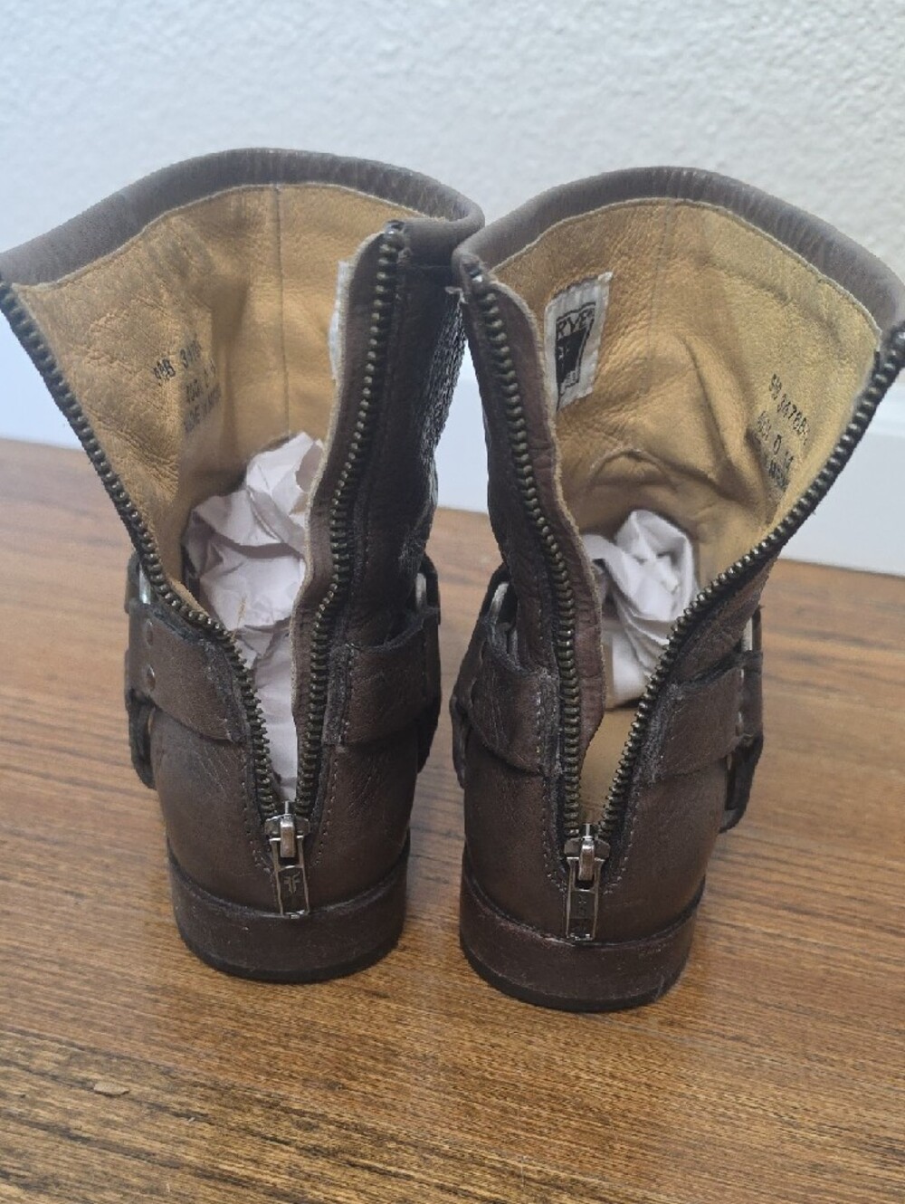 Frye Harness Short Boots Women's 9.5 Brown Distressed Leather Moto Biker Western - Picture 8 of 15